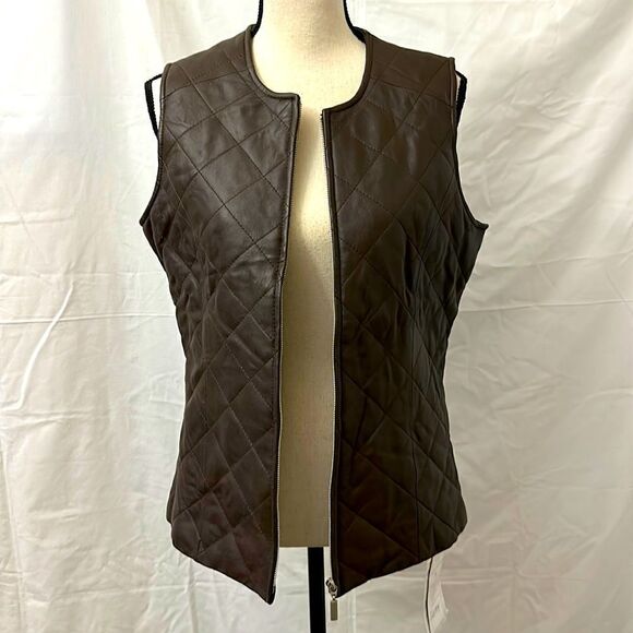 Pamela McCoy women’s brown leather vest size S - Picture 1 of 11